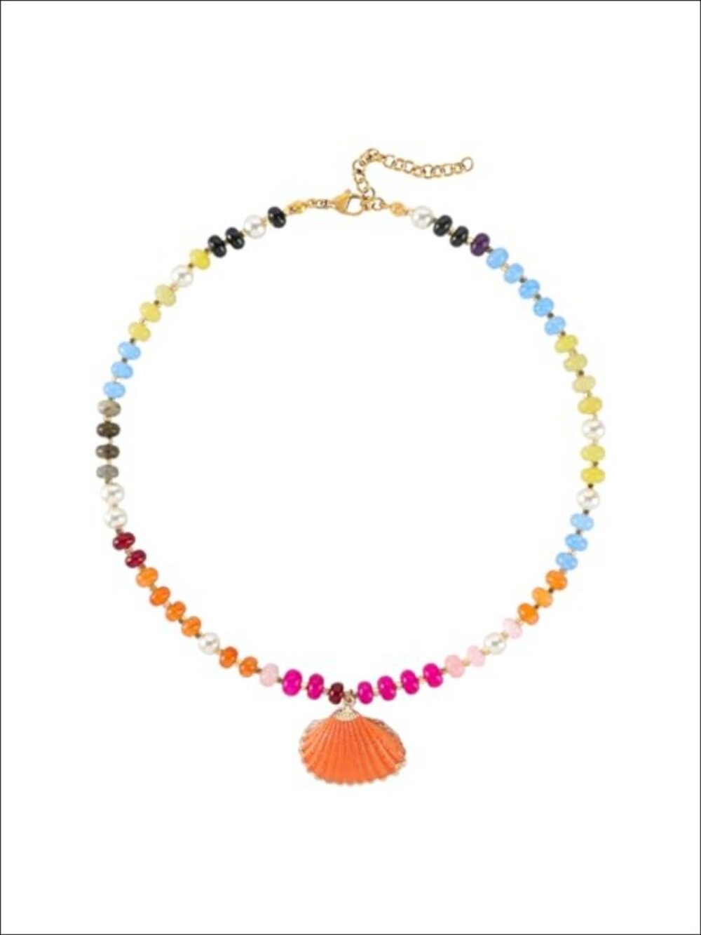 Natural Gemstone Beaded Choker Necklace Gold Stainless Steel Adjustable 16-18"